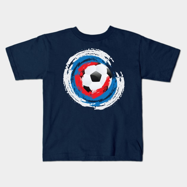 Football Ball and red, white and blue Strokes Kids T-Shirt by AnnArtshock